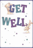 This cheerfully illustrated get well card brings a dash of playful positivity to any recovery. Two adorable friends-a tender teddy bear and a lively puppy-are depicted balancing and holding the large, colourful letters spelling 'Get Well'. Their fur looks touchably soft, rendered in shades of gentle brown and creamy beige, as they beam with well-meaning enthusiasm against a pastel cream background. The indigo and teal hues of the bold letters catch the eye, much like the spring blooms in Sidcup's parks after a fresh rain. Between them, scattered stars in various shades of blue and purple twinkle, adding a note of whimsy and hope. Every detail is placed with loving intent, mirroring the care Sidcup's florists pour into each arrangement for neighbours along Halfway Street or near Foots Cray Meadows. In both sentiment and artistry, this card is a vibrant wish for comfort and kindness-a heartfelt way to share a touch of Sidcup warmth with someone on the mend.